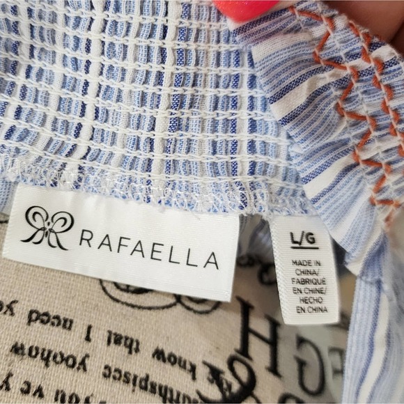 Rafaella cold shoulder embroidered floral striped boho shirt size large - Picture 4 of 8